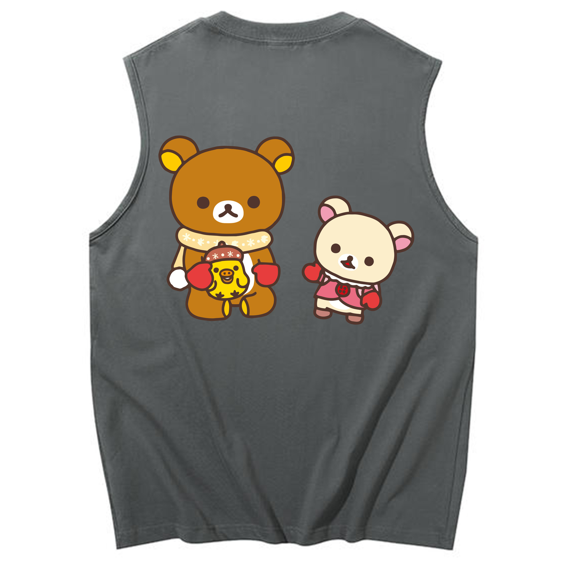（画像用） リラックマ リラックマ キイロイトリ Rilakkuma Korilakkuma Kiiroitori コットン100％タンクトップ（背面プリント）